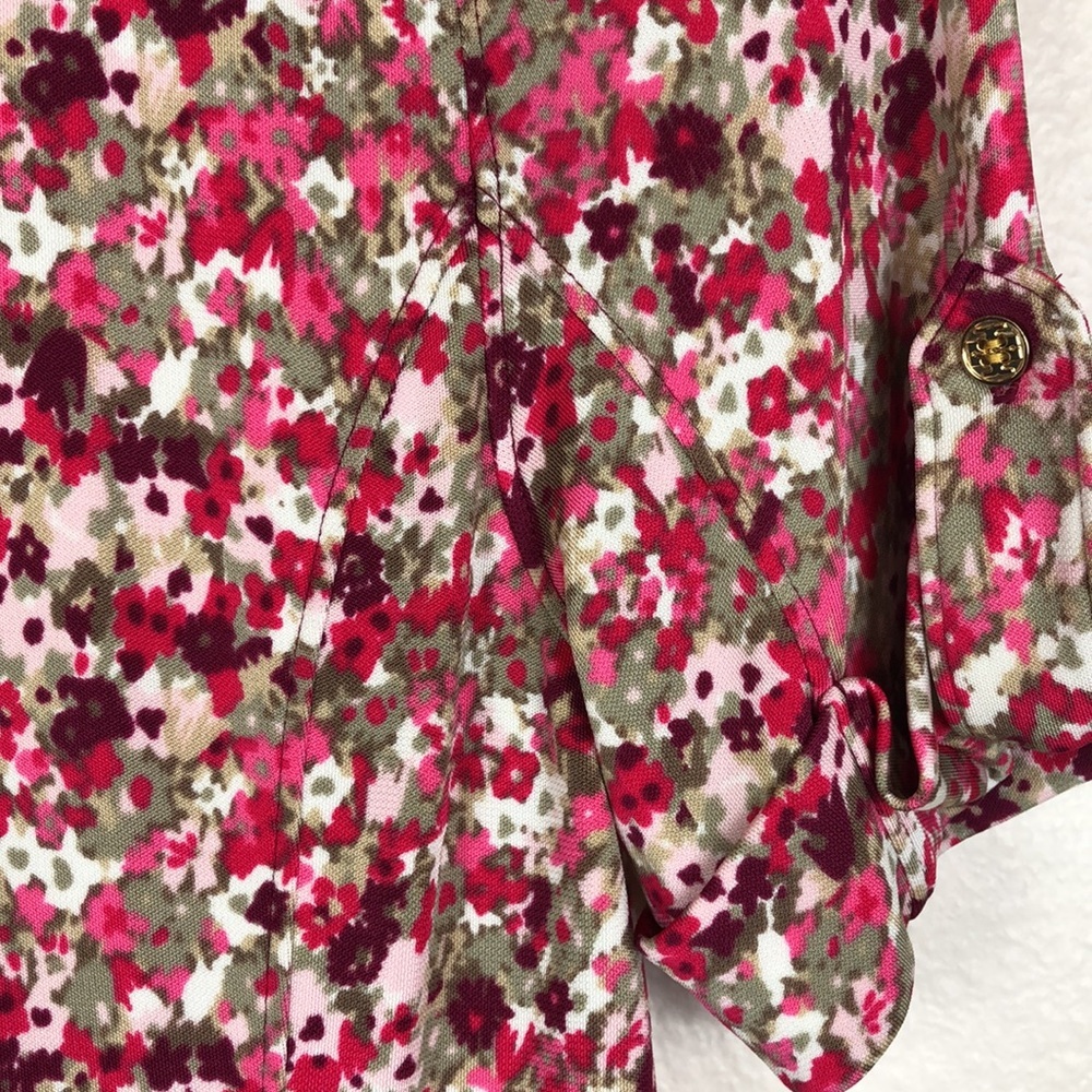 Tory Burch Floral Gold Button Collared Half Butto… - image 8